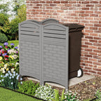 Air Conditioner Fence Privacy Screen,Resin Outdoor Privacy Vinyl Fence,4 Panels Pool Equipment Enclosure with Metal Stake,45" (H) x 22" (W) Per Panel Trash Can Enclosure