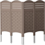 KINYING 4 Panels Fence Privacy Screen,Modern Design Pool Equipment Trash Can Enclosure Screen for Outdoor,Resin Fence Panels Kit Exterior