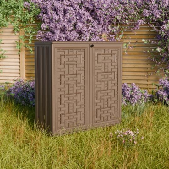 Home Furniture Outdoor 34.3"W x 36.2"H Plastic Vertical Storage Shed With One Shelf