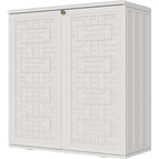 Resin Outdoor Storage Shed, 38 cu.ft Outdoor Storage Box Waterproof for Garden Tools, Patio Furniture, Trash Cans, Garage Storage, Customized Shelves & Lockable (Off White)