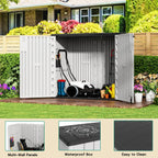 KINYING Outdoor Horizontal Plastic Storage Locker, 37 Cubic Feet Outdoor Storage Locker Waterproof Resin Tool Storage Box (Gray)