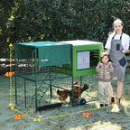 DIYOKAI Chicken coop with Insulated Nesting Boxes, Metal cage, Waterproof Cover, Mobile Wheels and Ladders- Chicken Run for Yard, Weather Resistance