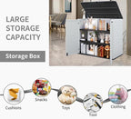 KINYING Larger Outdoor Storage Shed Weather Resistance, Horizontal Outdoor Storage Box Waterproof for Garden, Patios, Backyards, 48 Cu.ft Capacity for Garbage Cans, Lawn Mower, Garden Tools