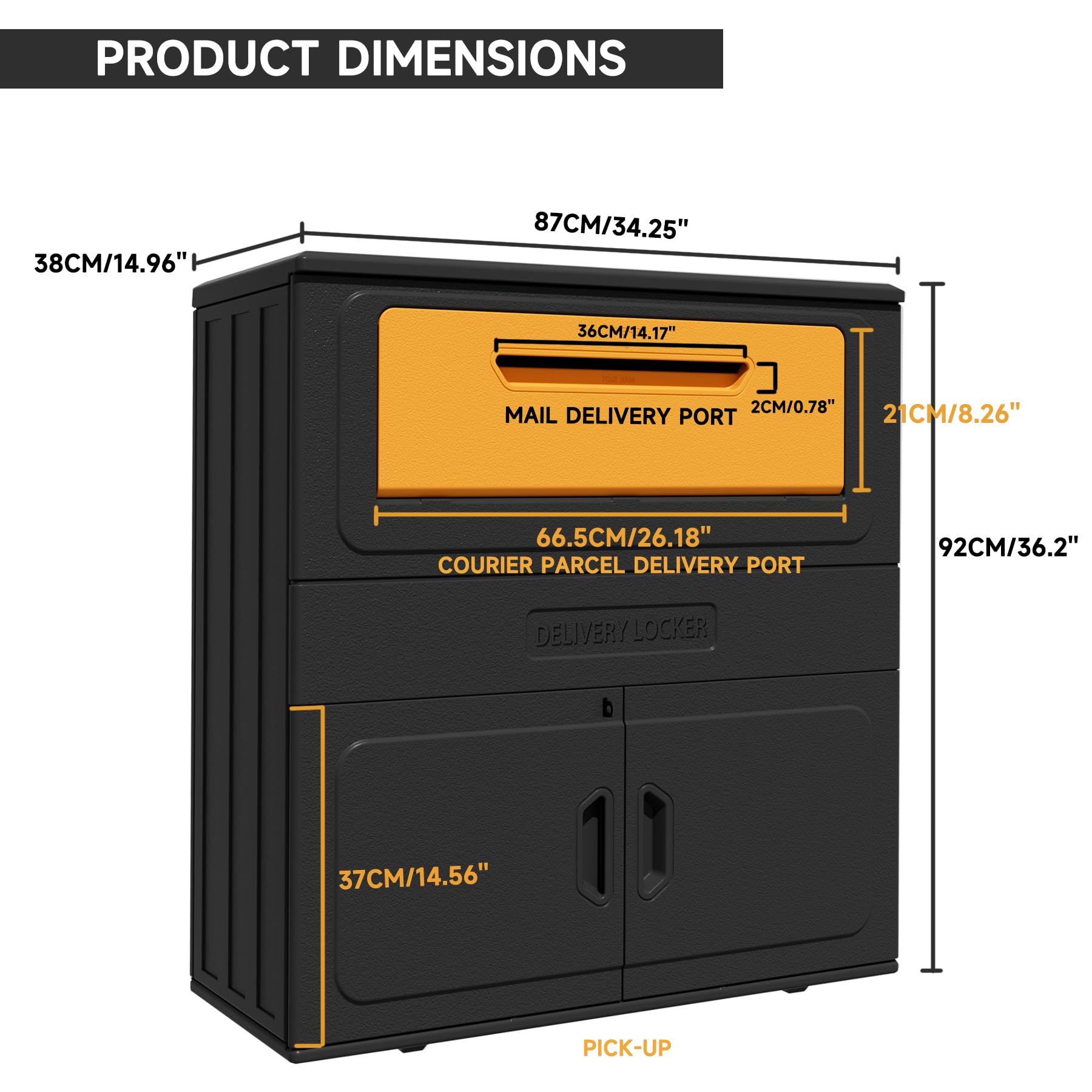 Outdoor Parcel Drop Box, Resin Waterproof and Rustproof Parcel Drop cabinet, Anti-theft Locking Package Delivery Box for Porch, House, Curb, Patio,Bakcyard,Black
