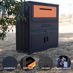 Outdoor Parcel Drop Box, Resin Waterproof and Rustproof Parcel Drop cabinet, Anti-theft Locking Package Delivery Box for Porch, House, Curb, Patio,Bakcyard,Black