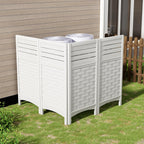 KINYING Air Conditioner Fence Privacy Screen 4 Panels Resin Material 45x22 Inches White Outdoor Weather Resistant Durable Windproof Design