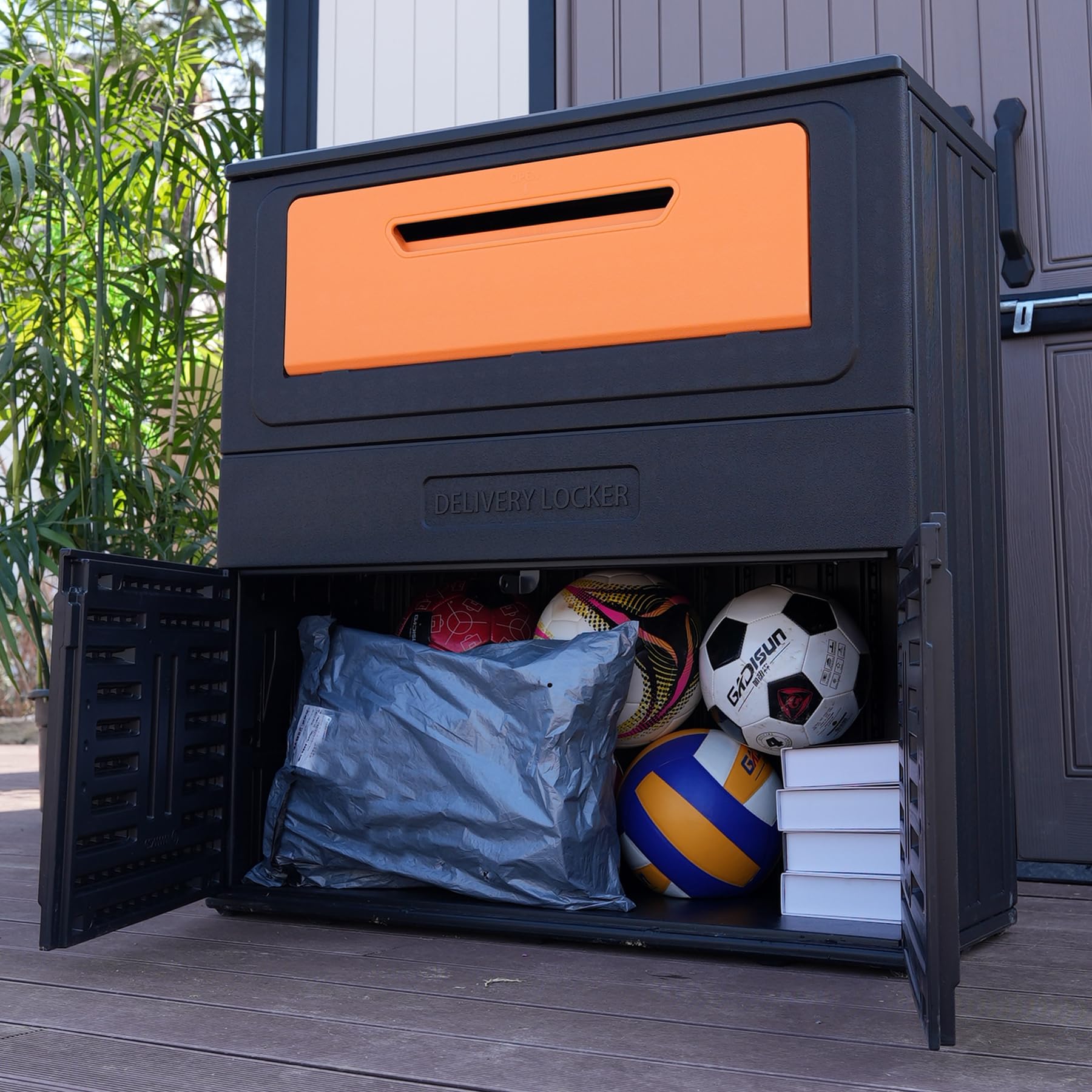 Outdoor Parcel Drop Box, Resin Waterproof and Rustproof Parcel Drop cabinet, Anti-theft Locking Package Delivery Box for Porch, House, Curb, Patio,Bakcyard,Black